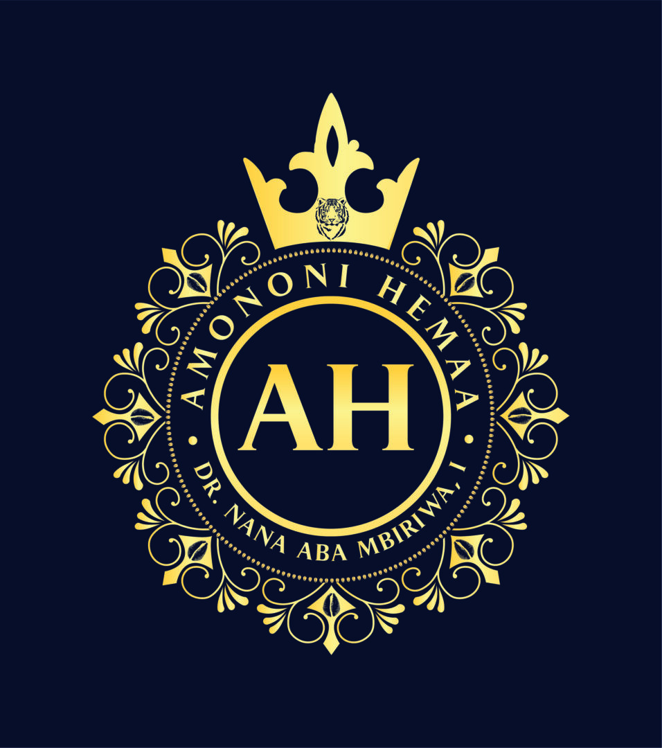 A gold crown and letter logo on a blue background.