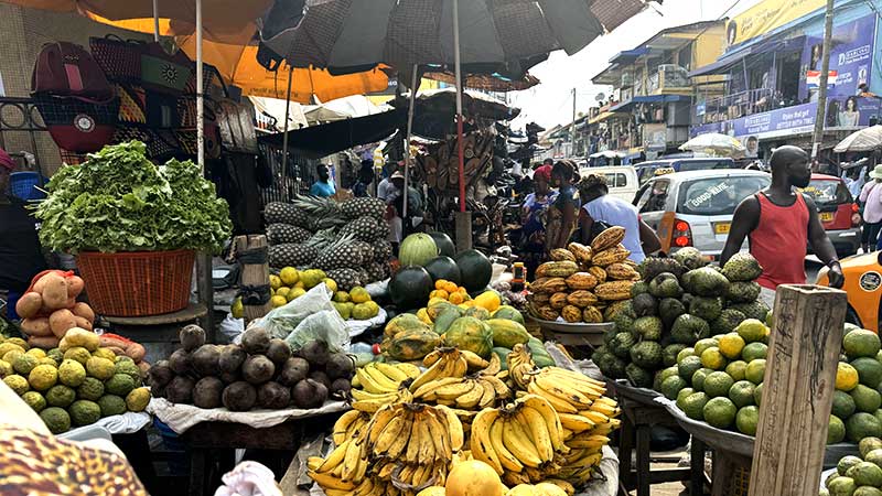 Fresh produce street market. Makola Market